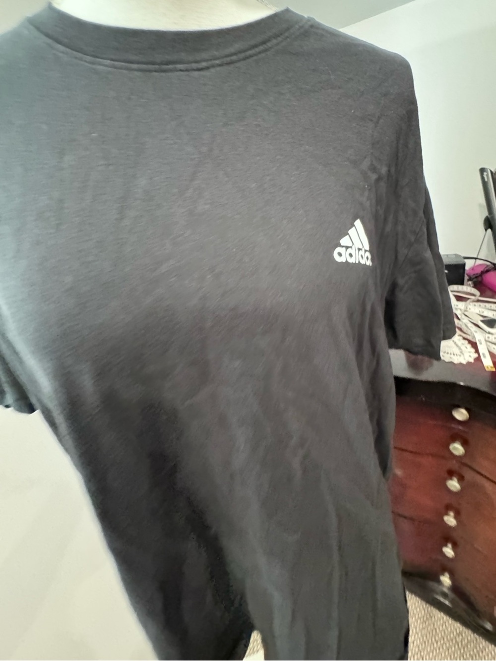 adidas Black Short Sleeve Tee with White Logo